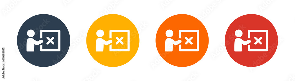 Person holding cross sign icon. Disapproval sign. Person holding cross sign icon. Disapproval sign.