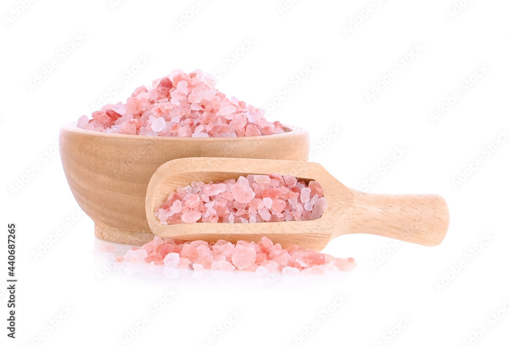 Pink salt on white background Pink salt on white background
