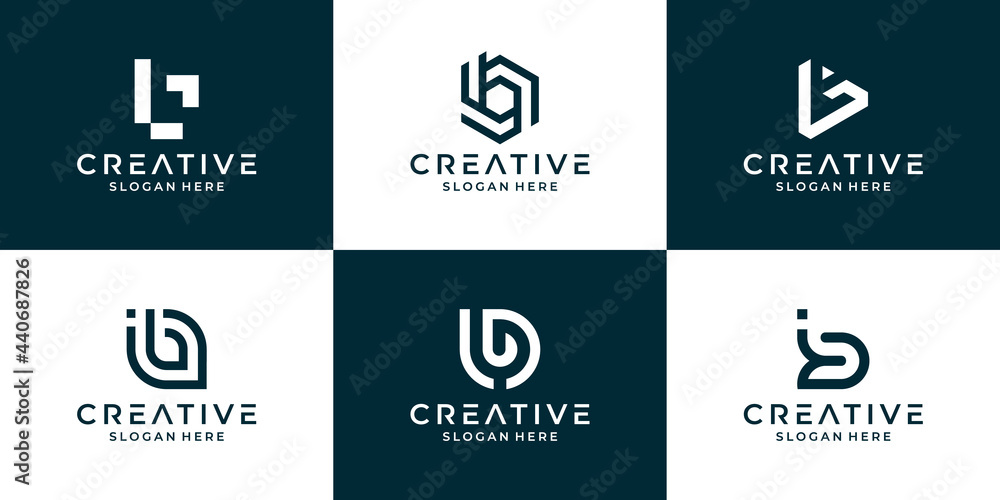 Collection of letter b with abstract design for business Collection of letter b with abstract design for business