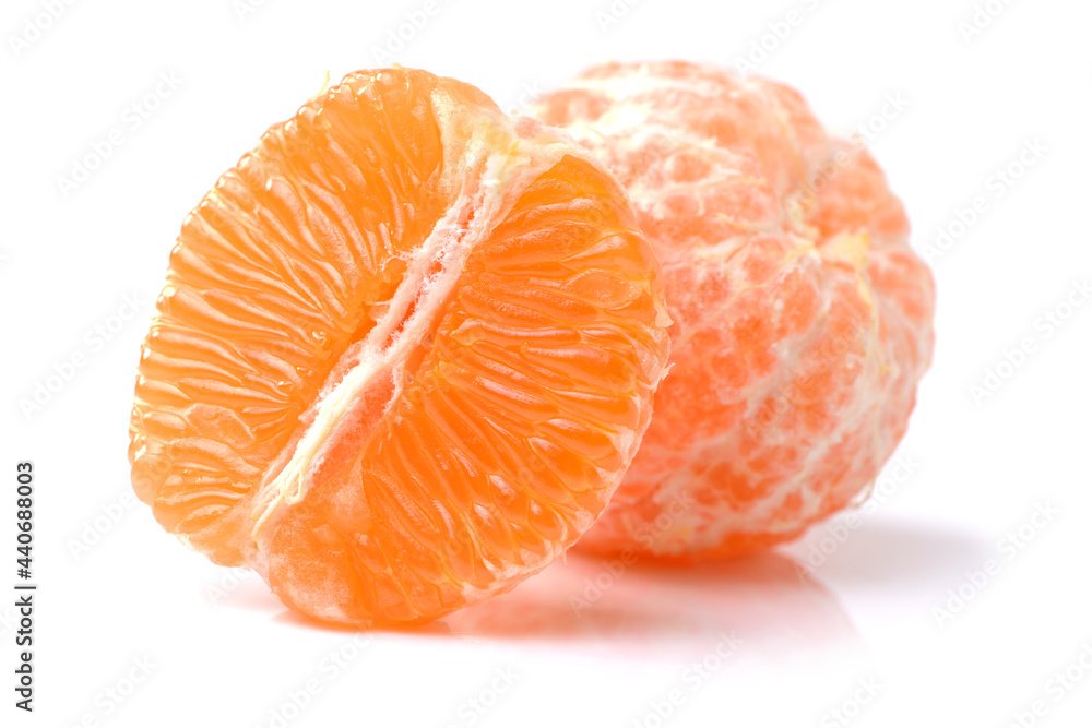 Orange mandarin or tangerine fruit isolated on white background 