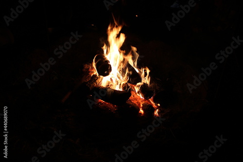 campfire fire at night