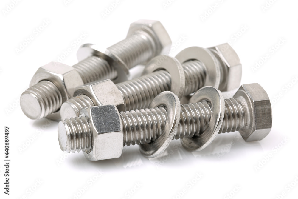 bolt and nut isolated on white background bolt and nut isolated on white background