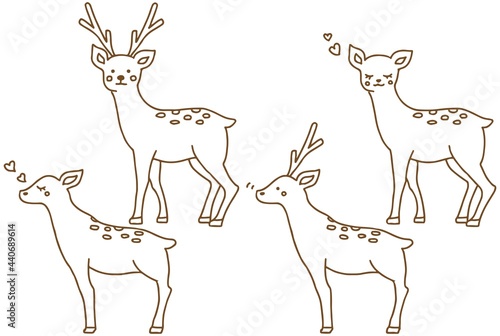 シンプルなシカの線画イラスト