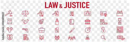 Lawyer and justice icons set vector