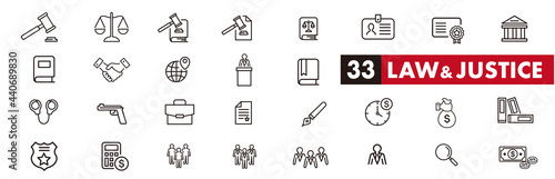 Lawyer and justice icons set vector