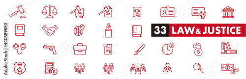 Lawyer and justice icons set vector