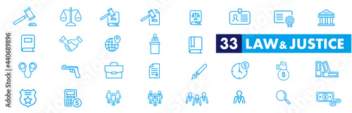 Lawyer and justice icons set vector