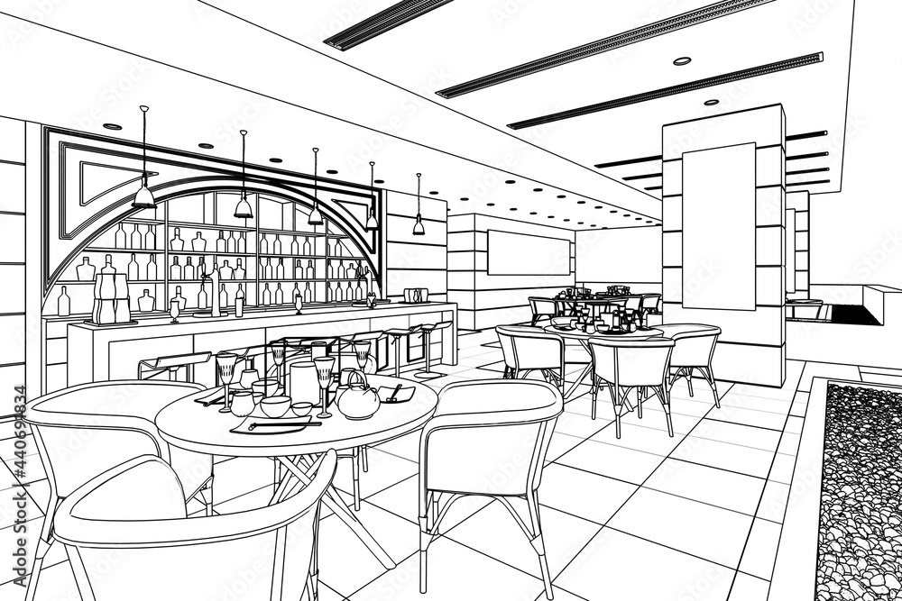 Terrace Bar & Restaurant (illustration) - 3d visualization