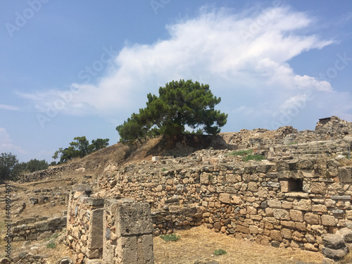 Hill of Kolona, just north of Aegina town, is the hill with one single column (kolona in Greek), last remnant of a Doric Temple of Apollo. Built in 520 BC, it stood on the prehistoric acropolis. photo