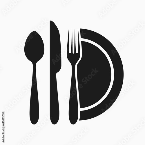 Cutlery set. Fork, spoon, knife. Realistic tableware. Kitchen utensil. Flat style. Vector illustration. EPS 10