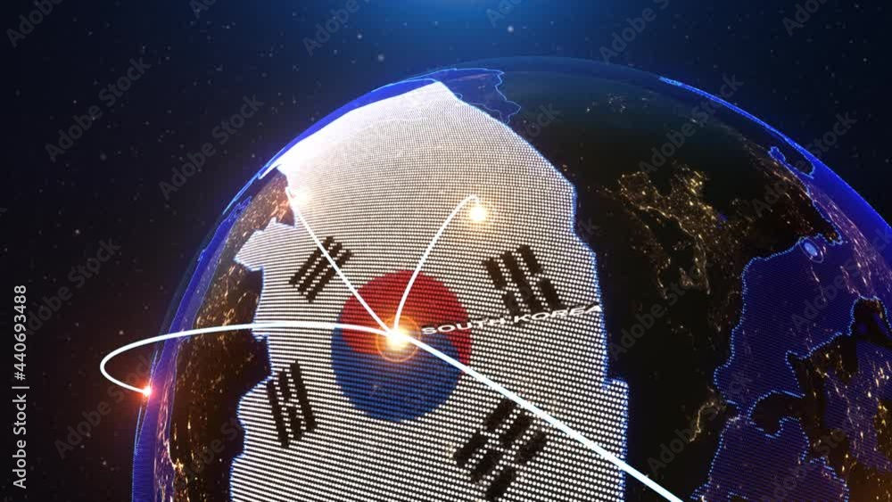 a world map of South Korea, 3d rendering,