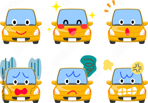 車のキャラクターの表情6種類セット
