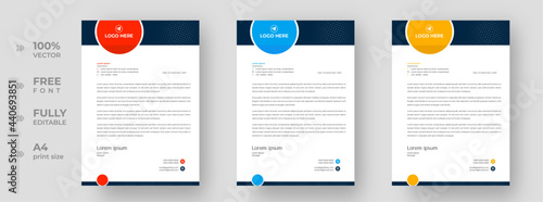 corporate modern letterhead design template with blue, yellow and orange color. creative modern letter head design template for your project. letterhead, letter head, simple letterhead design.