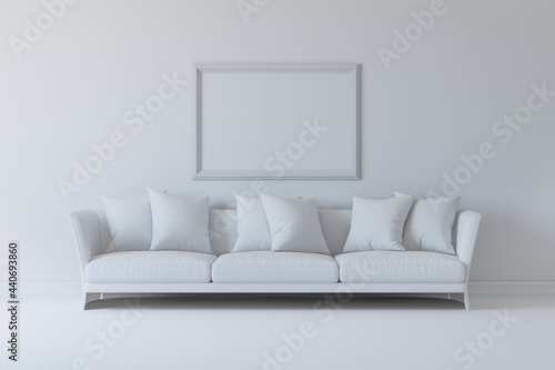 White room with sofa and pi...