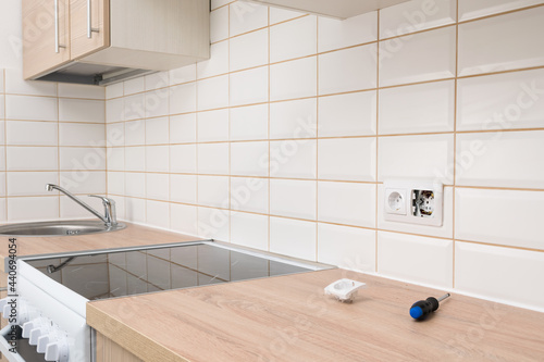 disassembled socket in a kitchen set  side view