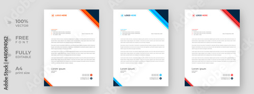 corporate modern letterhead design template with blue  red and orange color. creative modern letter head design template for your project. letterhead  letter head  simple letterhead design.