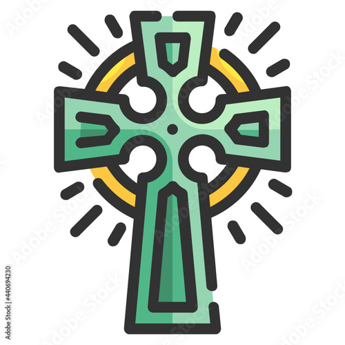 celtic cross line icon photo