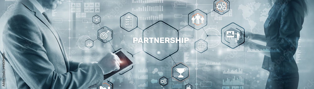 Fototapeta premium Businessman presenting PARTNERSHIP CONCEPT Business Concept