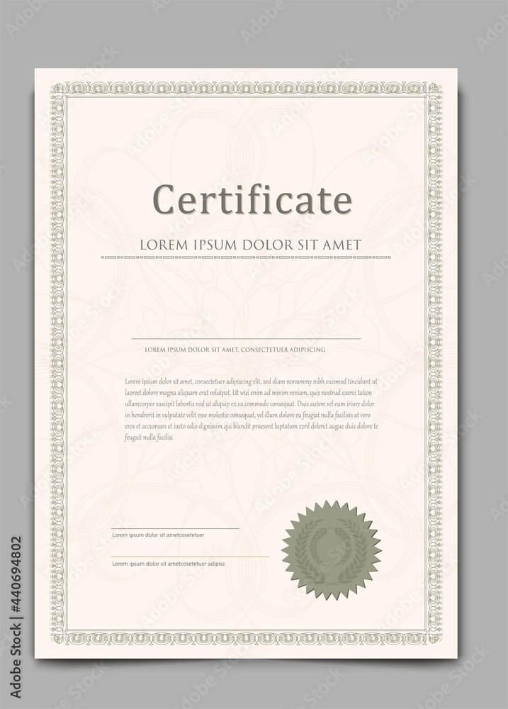 Vector realistic template of certificate. Vector realistic template of certificate.