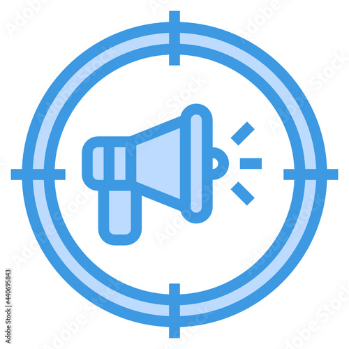 Advertisment blue outline icon