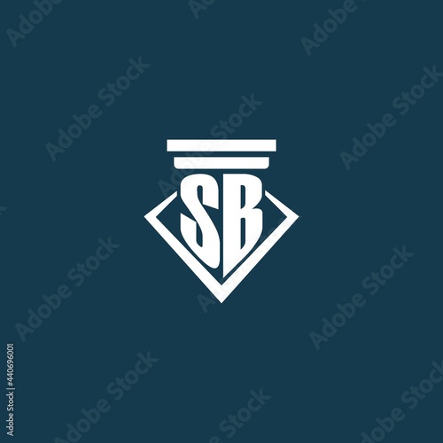 SB initial monogram logo for law firm, lawyer or advocate with pillar icon design