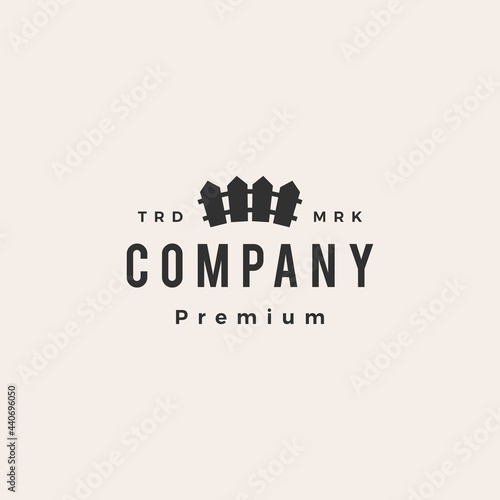 wood fence hipster vintage logo vector icon illustration