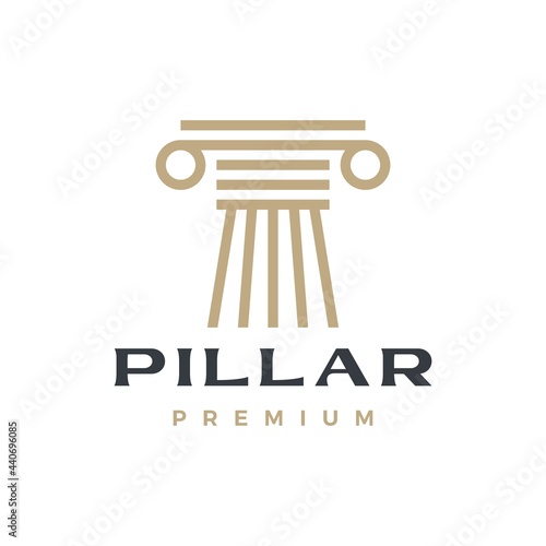pillar column greek ionic logo vector icon illustration