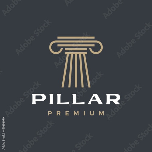 pillar column greek ionic logo vector icon illustration