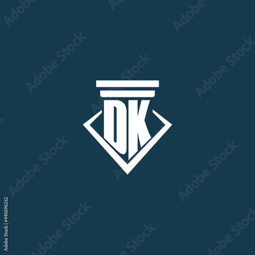 DK initial monogram logo for law firm, lawyer or advocate with pillar icon design