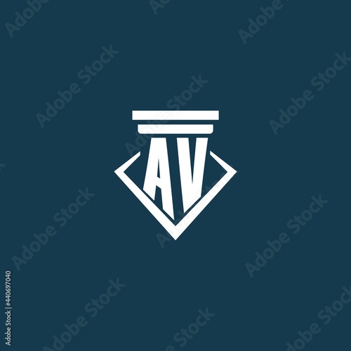 AV initial monogram logo for law firm, lawyer or advocate with pillar icon design