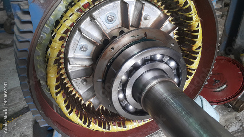 Slika na platnu Rotor shaft and bearing for electric motor , Overhaul electric motor and change