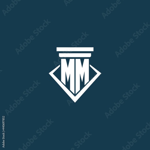 MM initial monogram logo for law firm, lawyer or advocate with pillar icon design