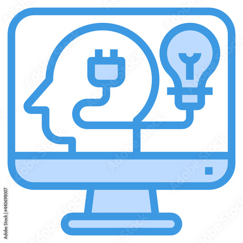 Computer blue outline icon