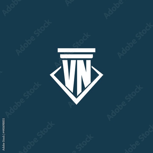 VN initial monogram logo for law firm, lawyer or advocate with pillar icon design