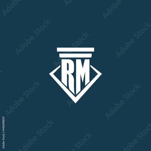RM initial monogram logo for law firm, lawyer or advocate with pillar icon design