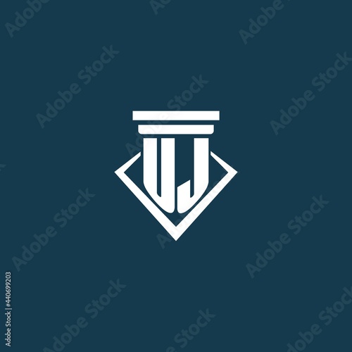 UJ initial monogram logo for law firm, lawyer or advocate with pillar icon design