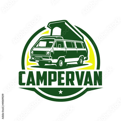 Campervan Circle Logo Vector Isolate