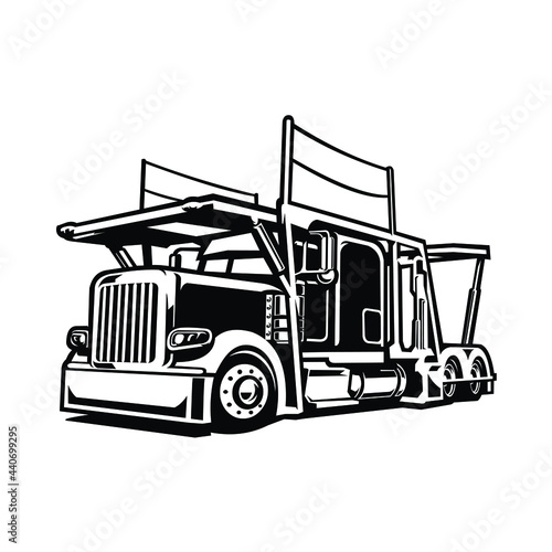 Car Carrier Truck. Car Transport Truck Vector Isolated