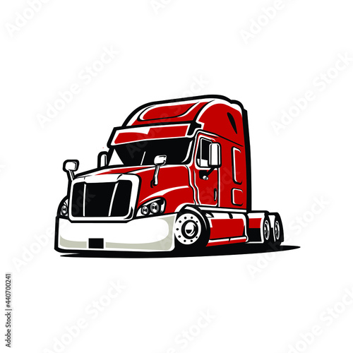 Semi truck vector isolated. 18 wheeler tractor 