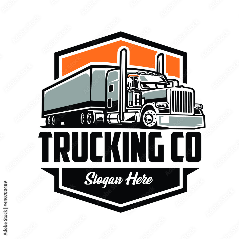 Trucking Company Badge Emblem Logo Vector Isolated. 18 Wheeler Semi ...