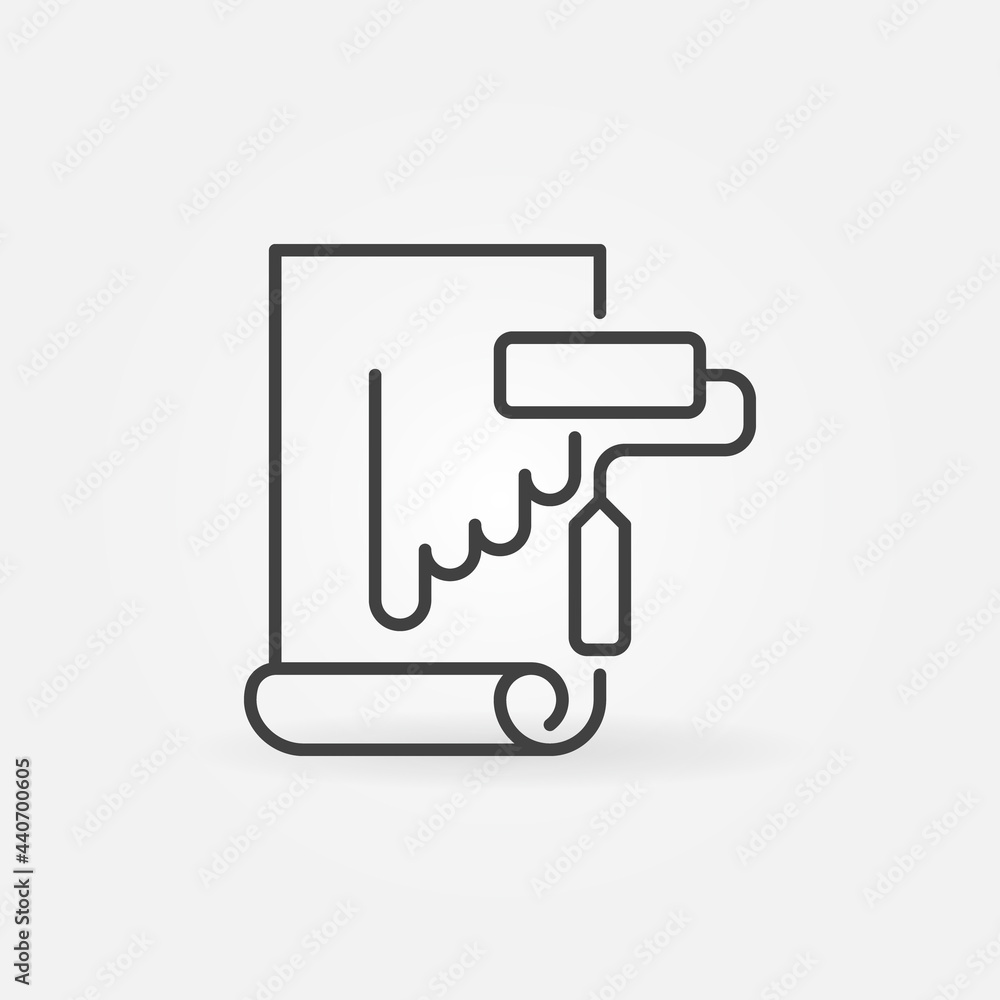 Wallpaper Hanging With Paint Roller vector line icon