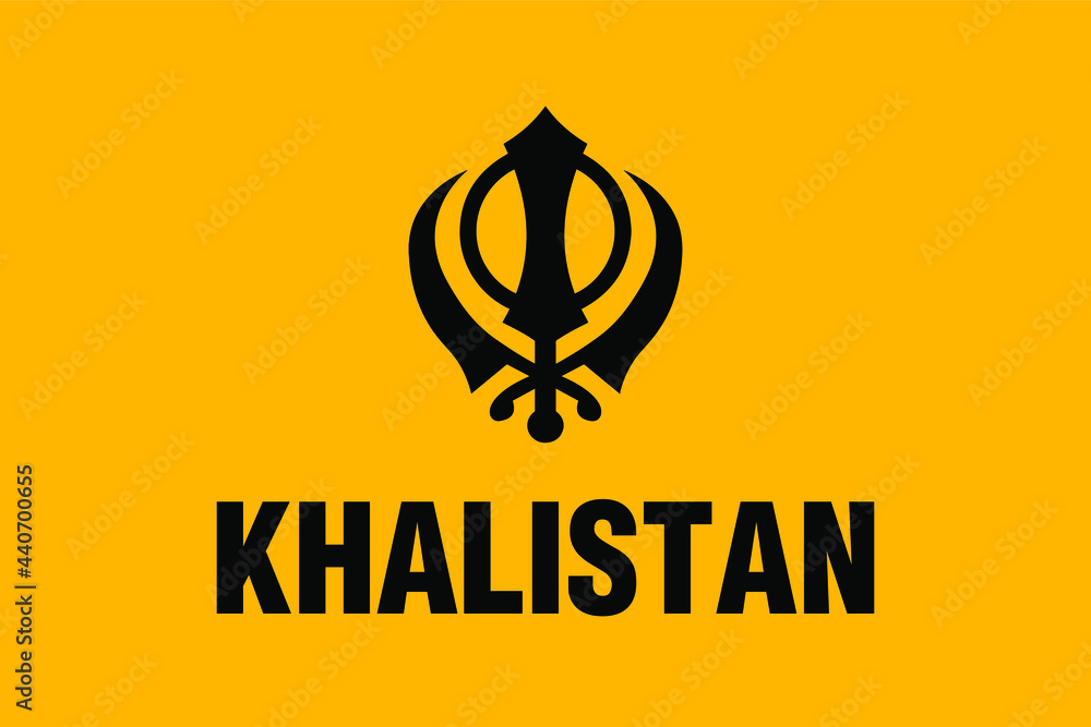 Vecteur Stock Khalistan Flag with a Sikh holy symbol. (Some Indian