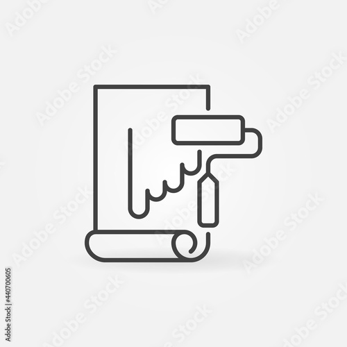 Wallpaper Hanging With Paint Roller vector line icon