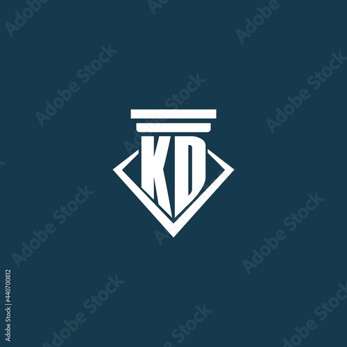 KD initial monogram logo for law firm, lawyer or advocate with pillar icon design