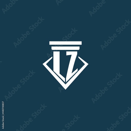 LZ initial monogram logo for law firm, lawyer or advocate with pillar icon design photo