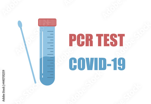 PCR test. Nasal swab laboratory analysis. Covid-19 Coronavirus testing. Vector illustration in flat cartoon style.