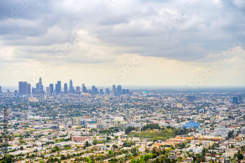 Panoramic view of downtown skyline from Griffith park, Los Angeles