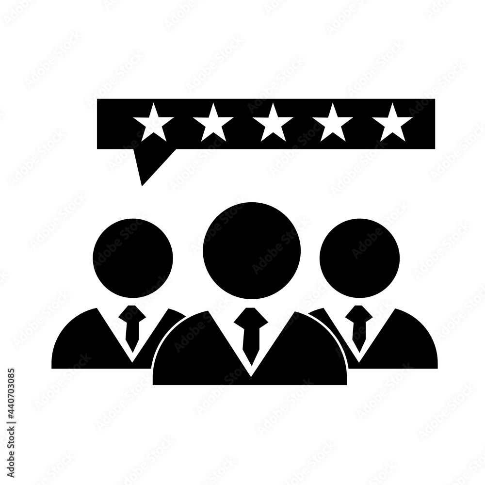 Five star review icon. Customers satisfaction rating. Five star review icon. Customers satisfaction rating.