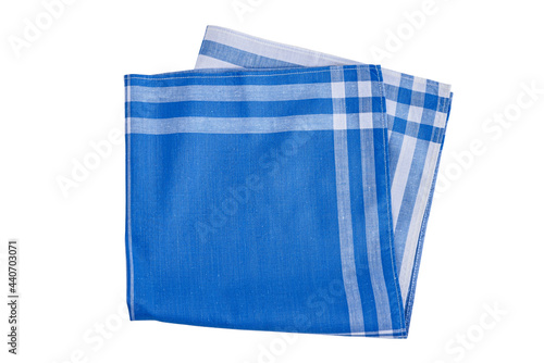 Vintage white blue stripped Handkerchief for men isolated on white background.