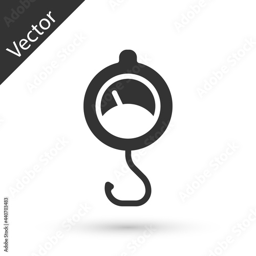 Grey Spring scale icon isolated on white background. Balance for weighing. Determination of weight. Vector